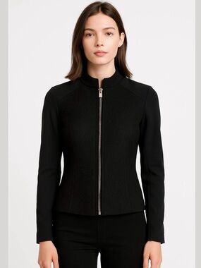 Escada Sport women's long sleeve zip up floral lace jacket black size 38 (S/M)